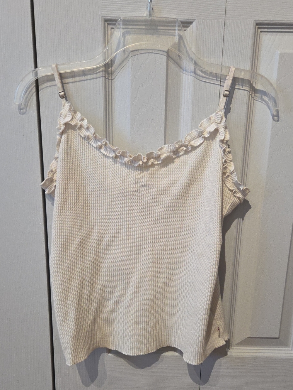 Polo by Ralph Lauren Cream Ruffle-Trim Knit Cami
